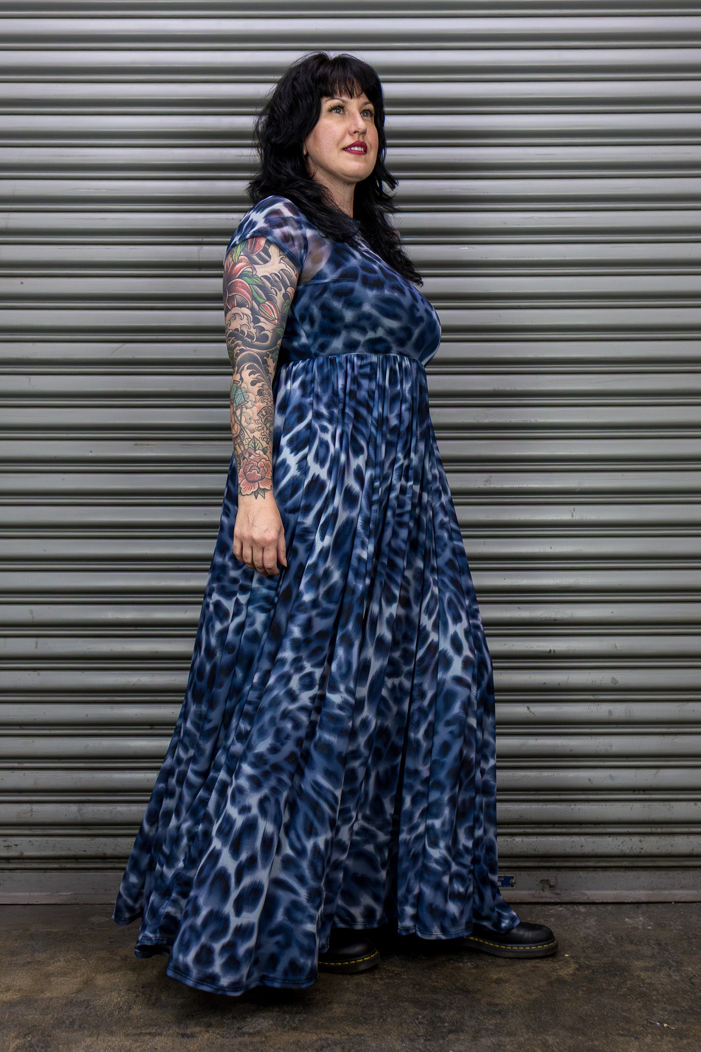 Midnight Leopard Mesh Dress - Blue