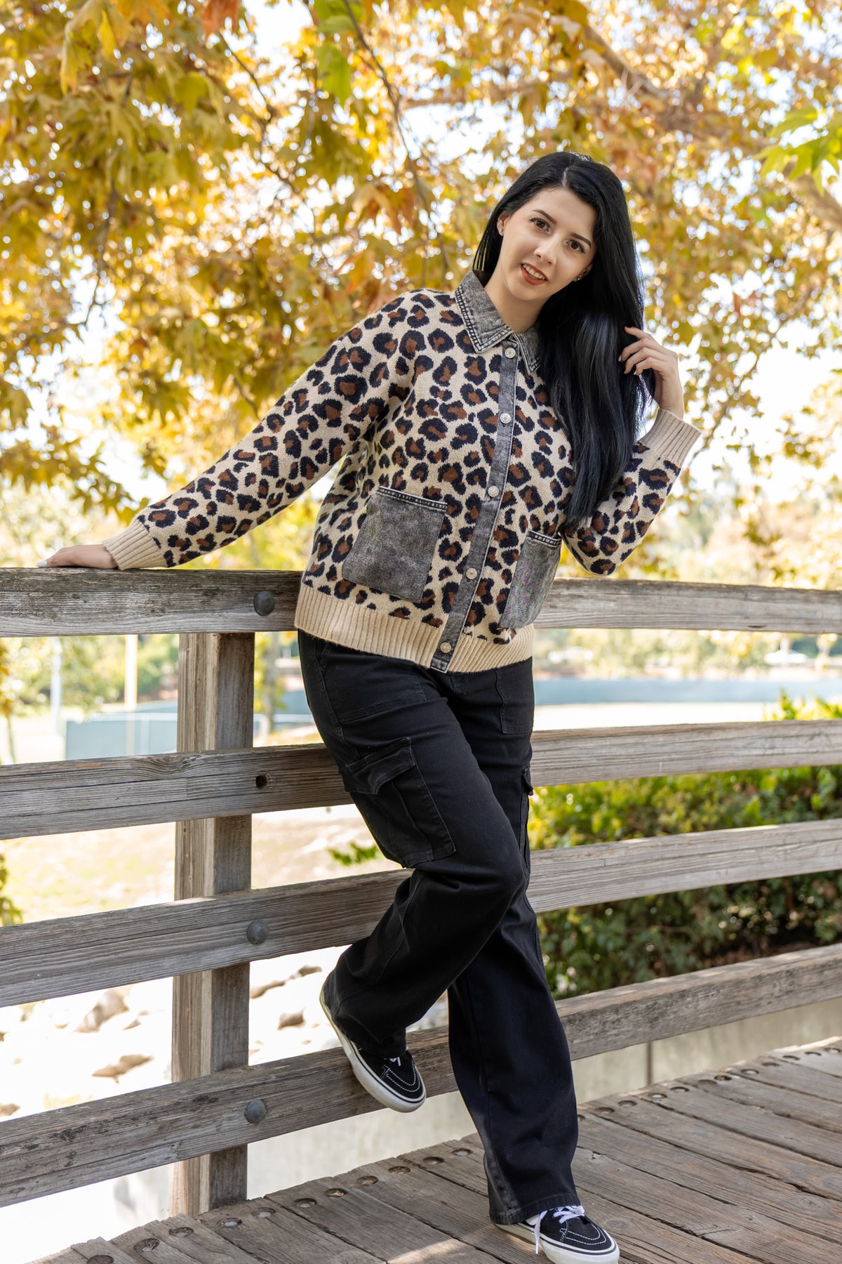 Leopard Social Club Knit Shacket - Leopard/Charcoal