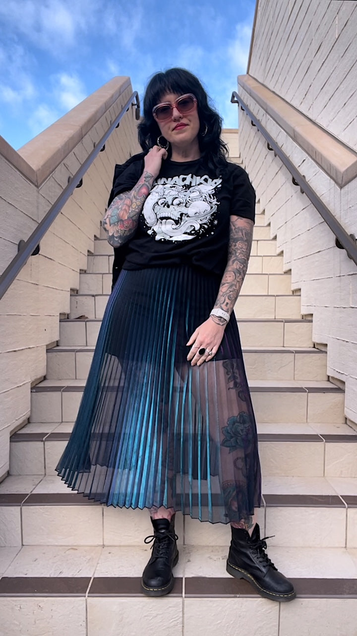 Pleated Skirt - Iridescent Turquoise & Purple