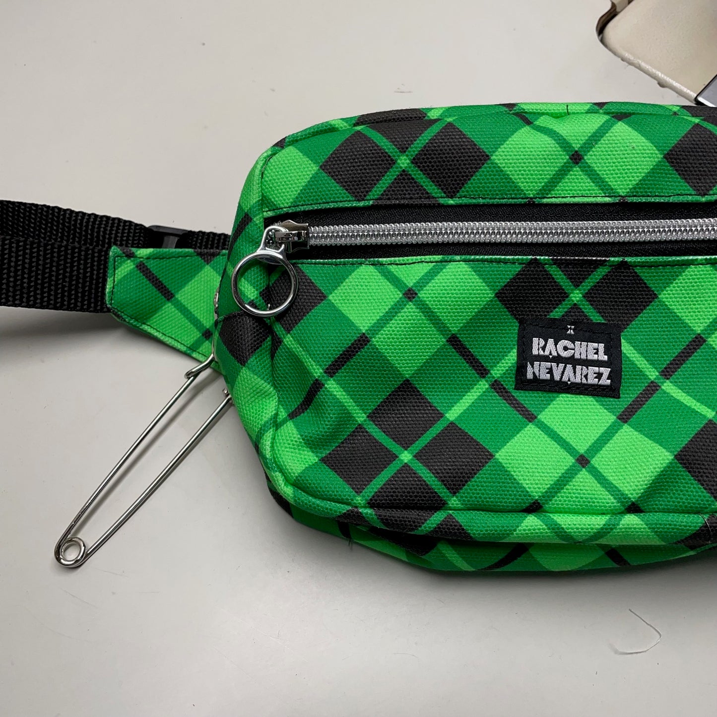 Crossbody Bag - Neon Green Tartan