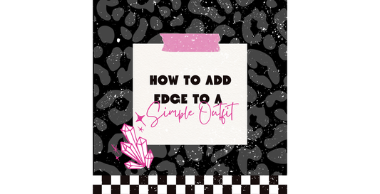 A graphic for a blog featuring a neutral leopard print and a checked border at the bottom with a post saying "how to add edge to a simple outfit".