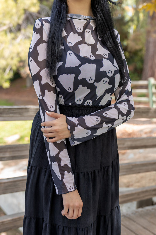 Boo Crew Mesh Top - Black/White