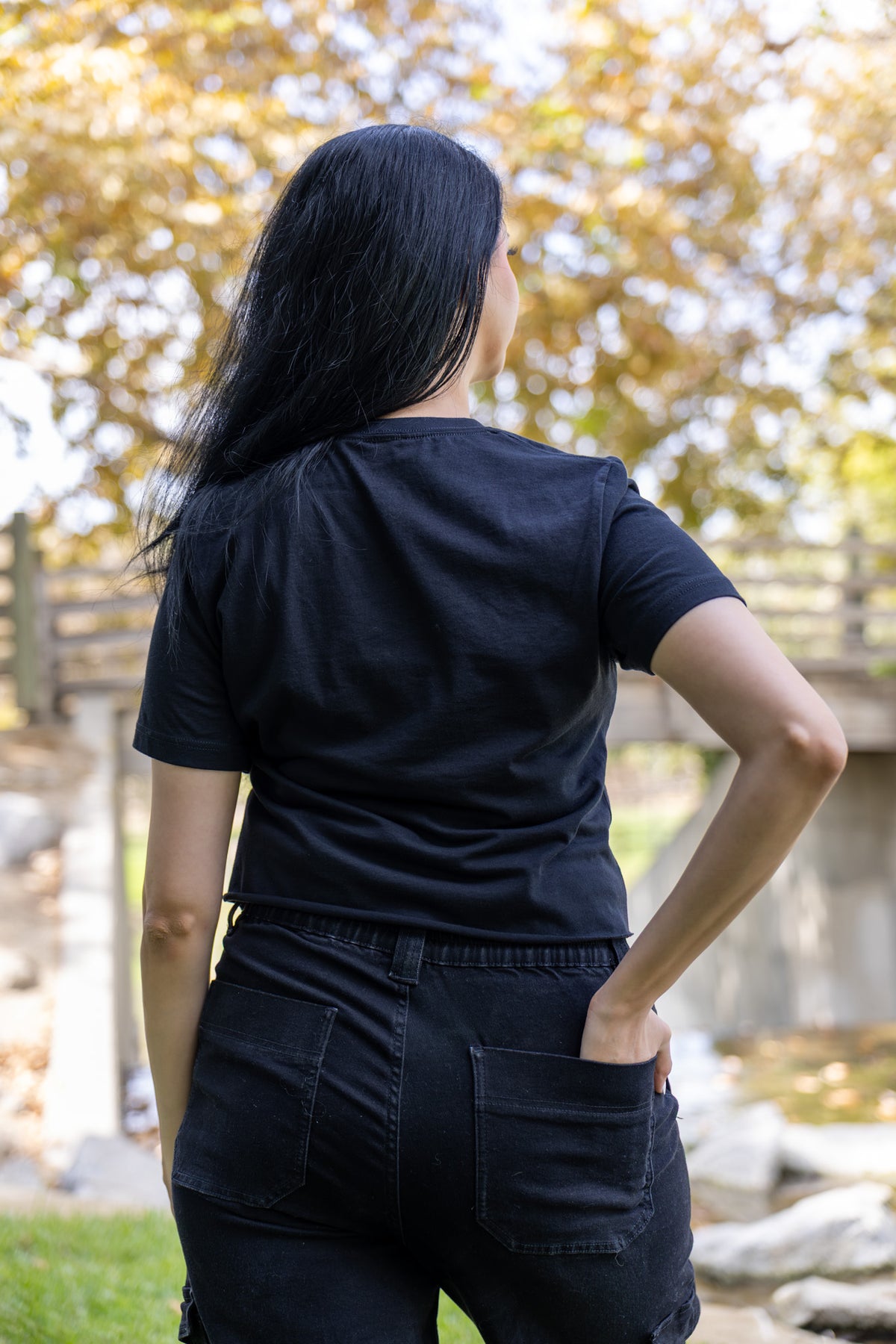 Checkered Jack Crop Tee - Black