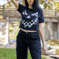 Checkered Jack Crop Tee - Black