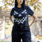 Checkered Jack Crop Tee - Black