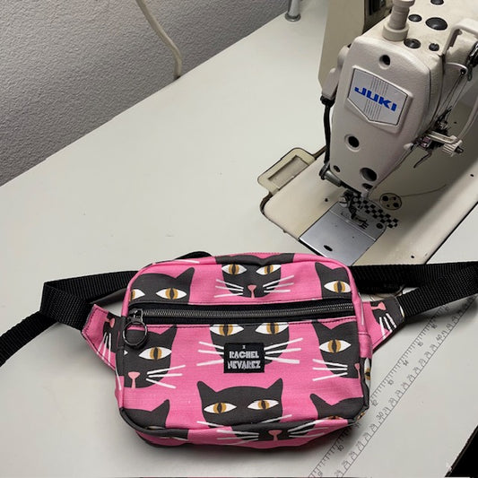 Crossbody Bag - Black Cats on Hot Pink