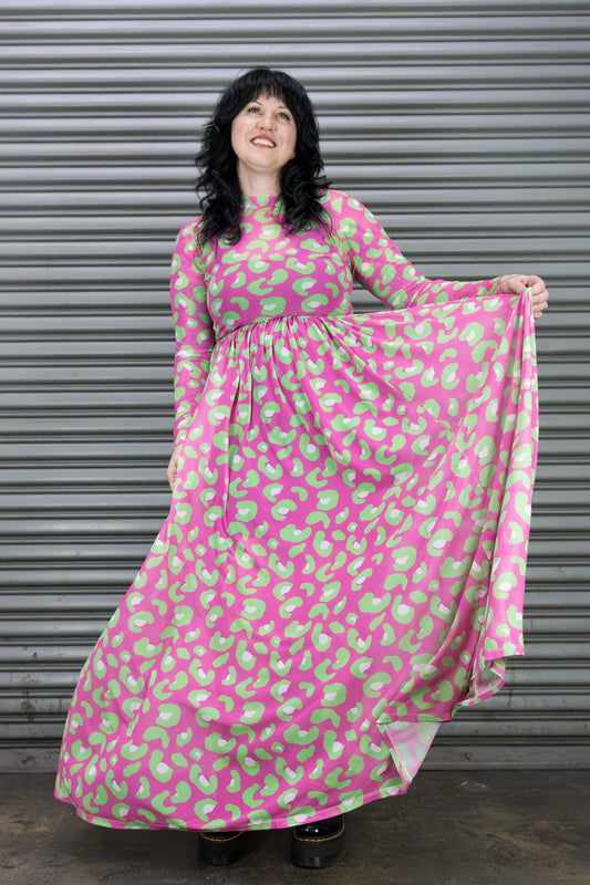 Electric Leopard Maxi Dress - Pink/Green