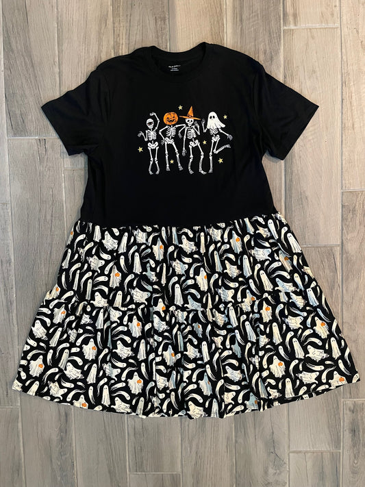 Upcycled Tee Dress - Trick or Treat/Ghosts