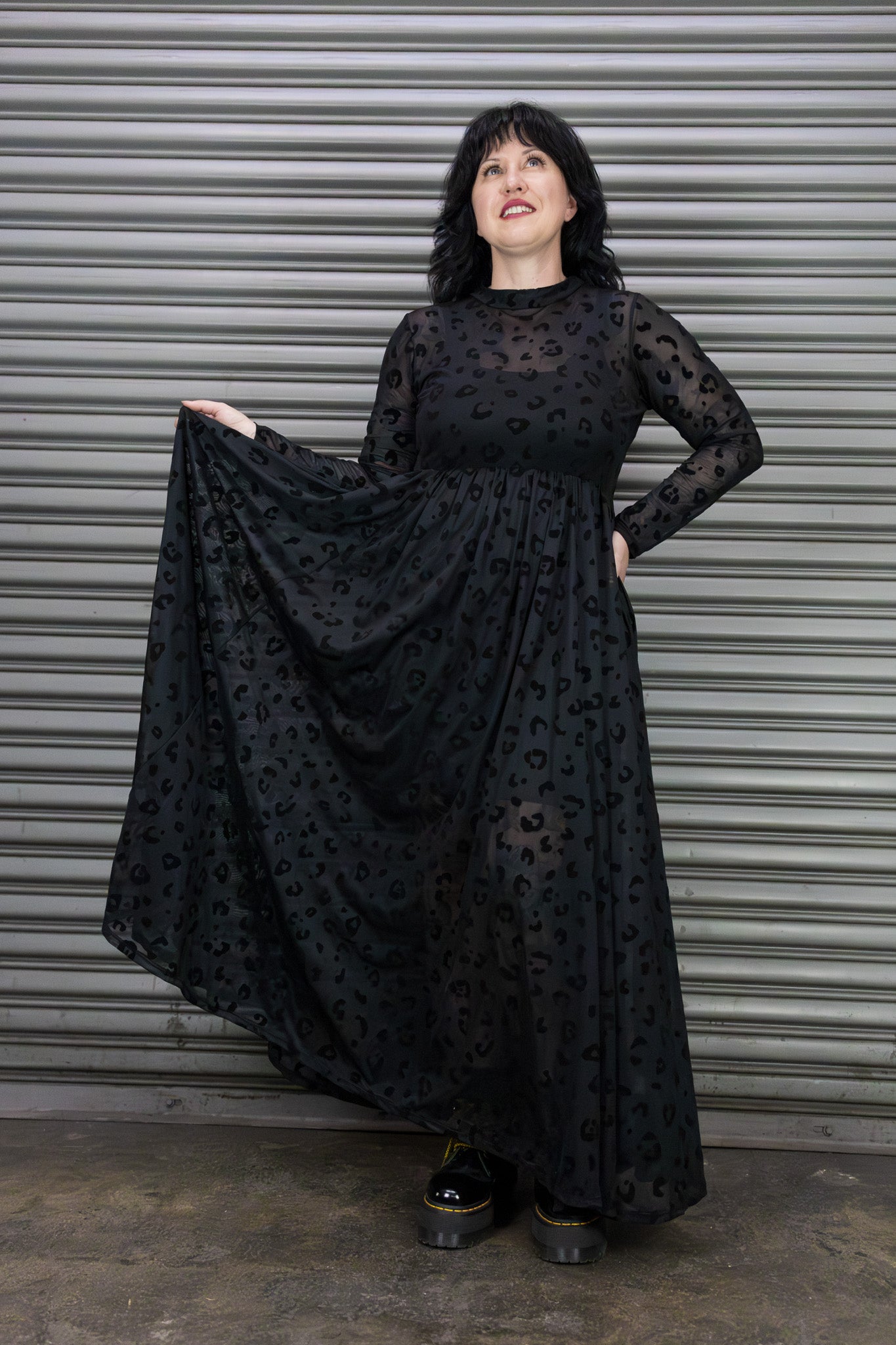 Mist Mesh Leopard Dress - Black Leopard