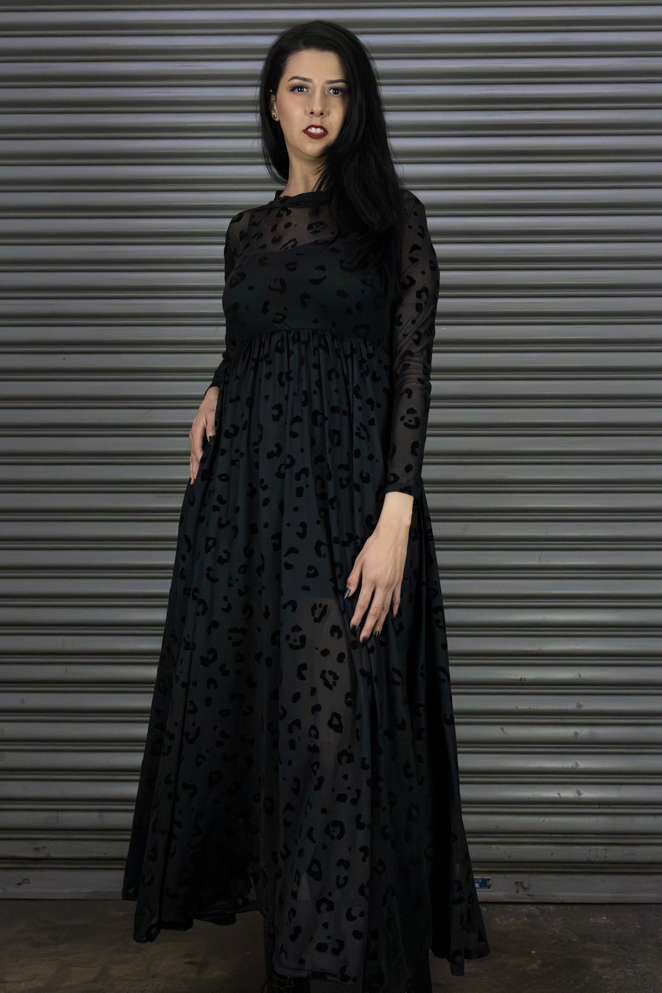 Mist Mesh Leopard Dress - Black Leopard