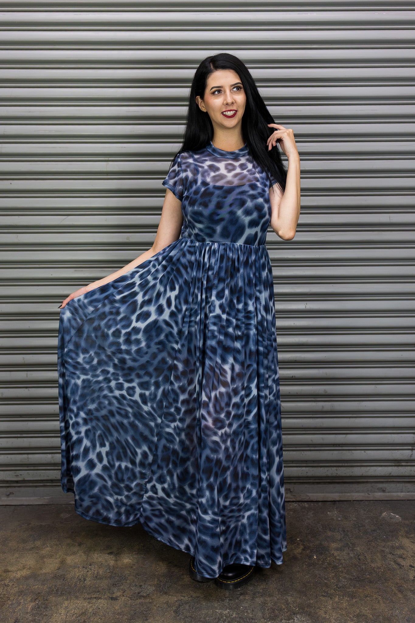Midnight Leopard Mesh Dress - Blue byrachelnevarez Midnight Leopard Mesh Dress - Blue byrachelnevarez