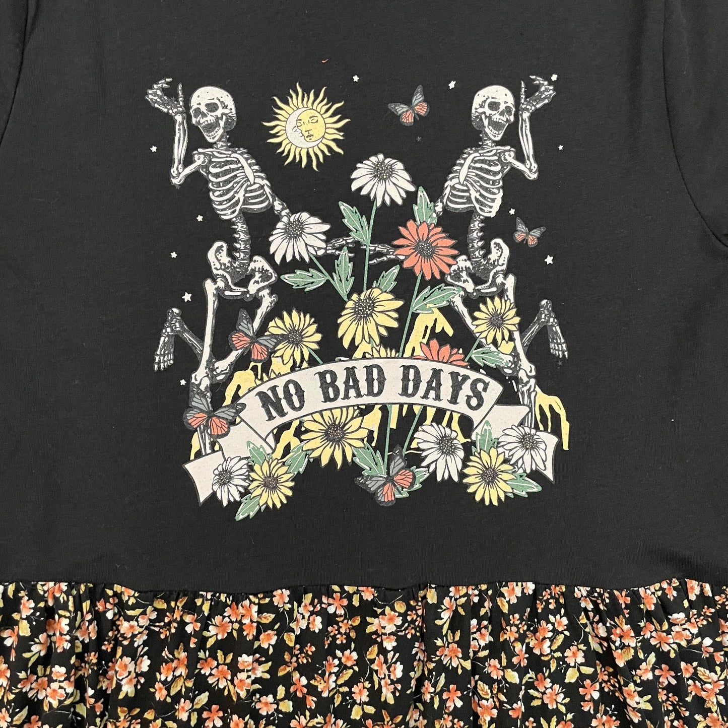 Upcycled Tee Dress - "No Bad Days" / Floral
