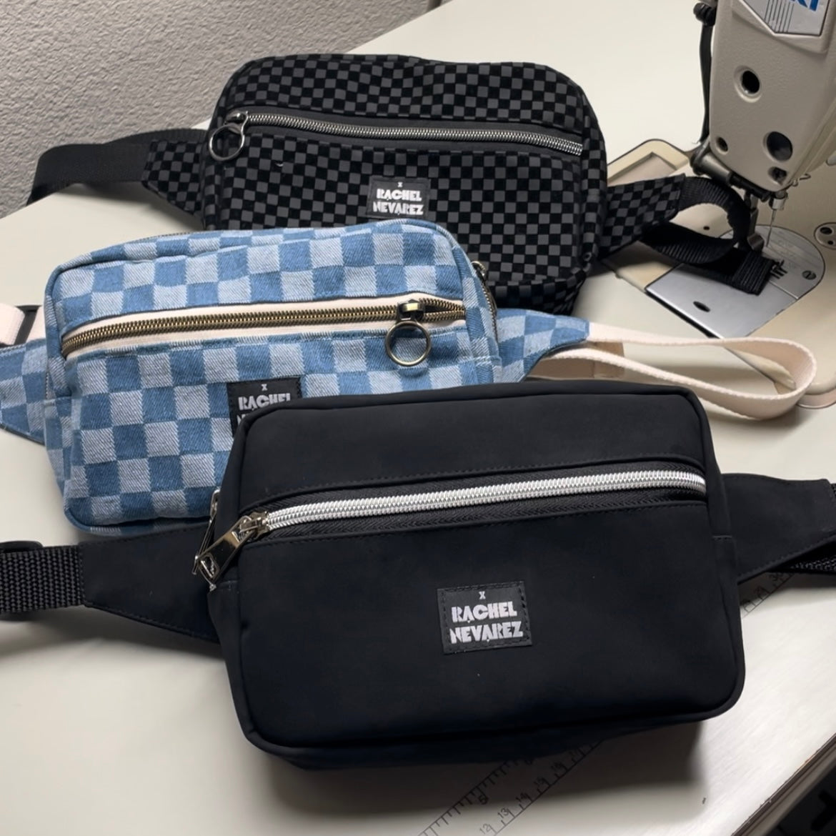 Crossbody Bag - Black on Black Checker