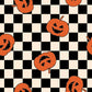 Jack-o'-lanterns on a black and white checkered background