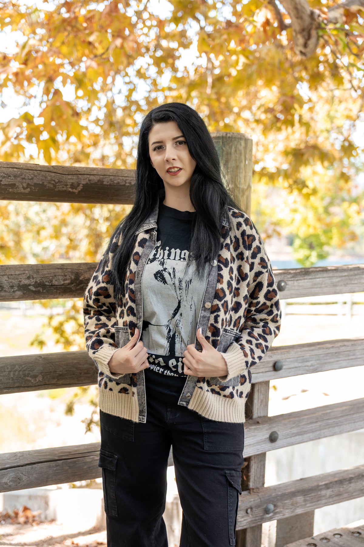Leopard Social Club Knit Shacket - Leopard/Charcoal