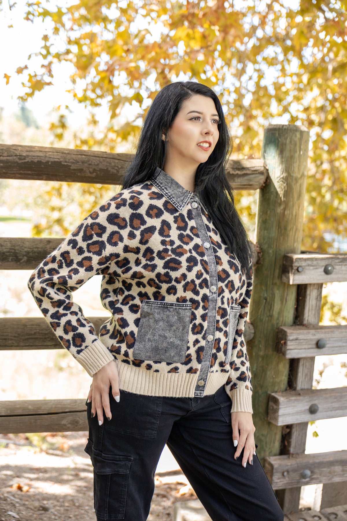 Leopard Social Club Knit Shacket - Leopard/Charcoal