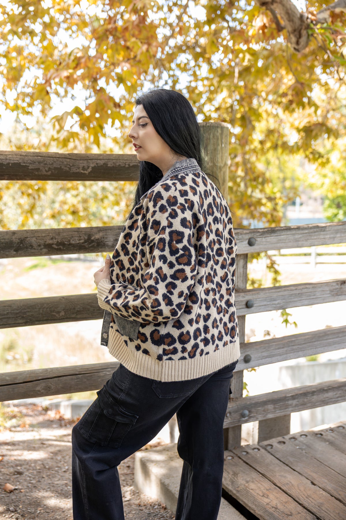 Leopard Social Club Knit Shacket - Leopard/Charcoal