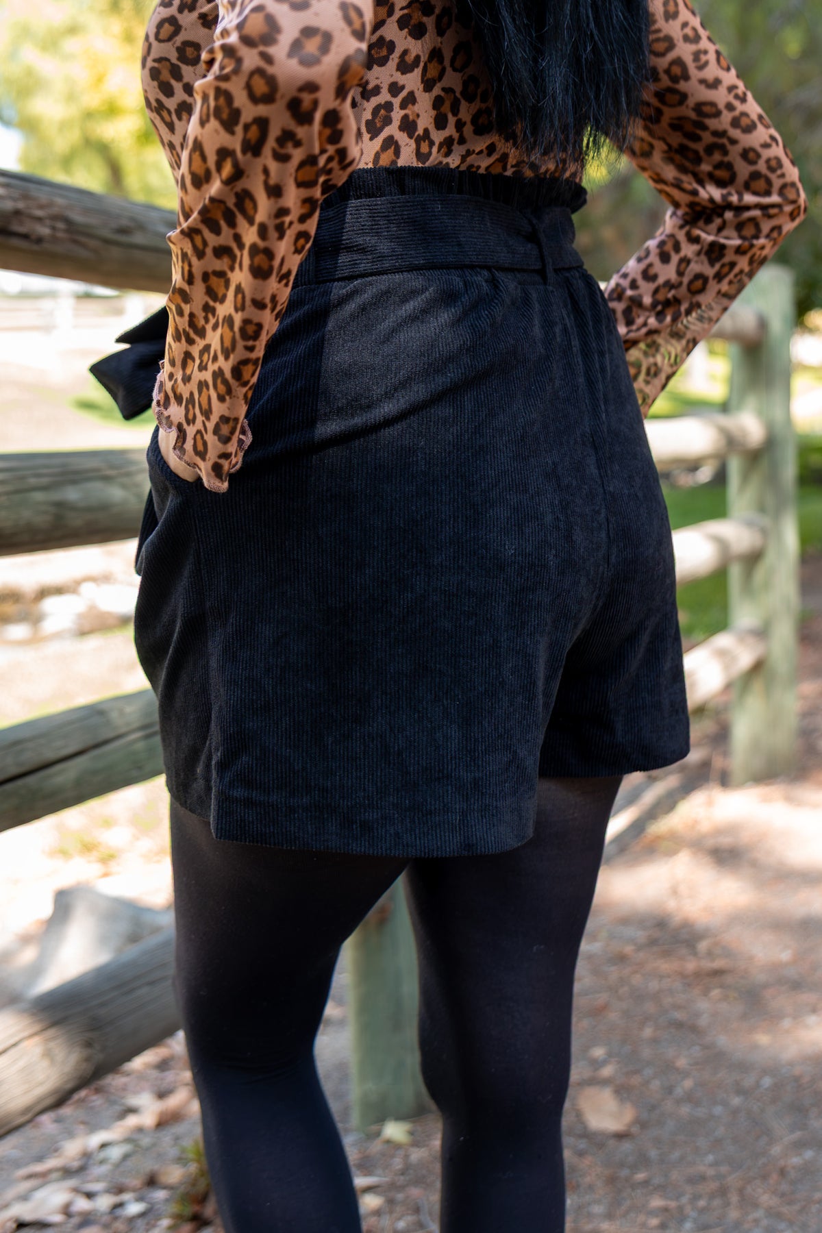October Darling Corduroy Shorts - Black