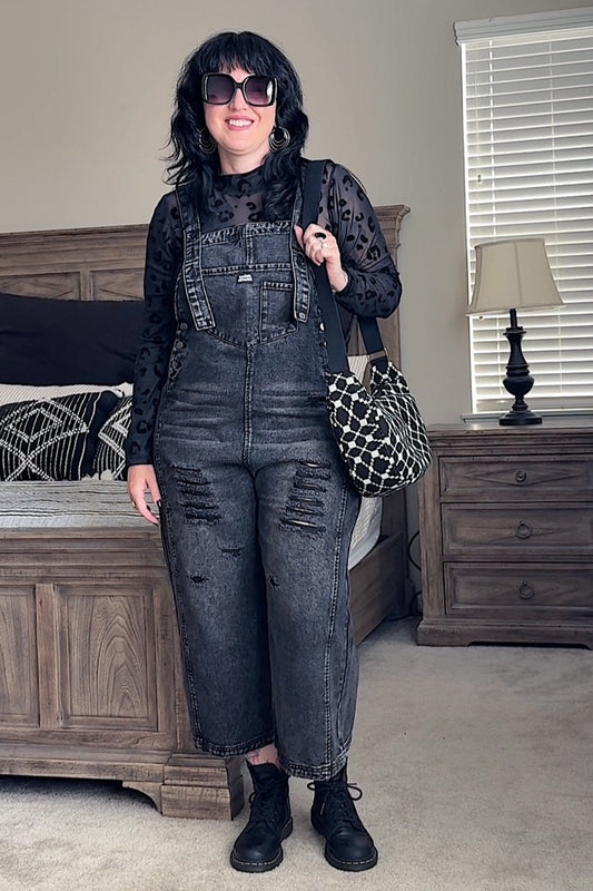Rogue Spirit Distressed Overalls - Black