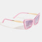 Pink sunglasses with a gradient effect on a white background