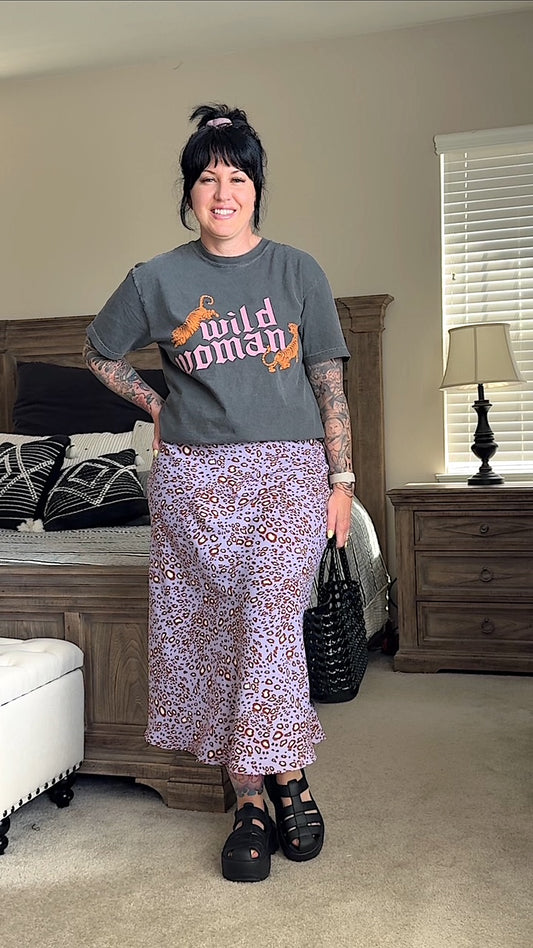 Drift Skirt  - Lavender Leopard