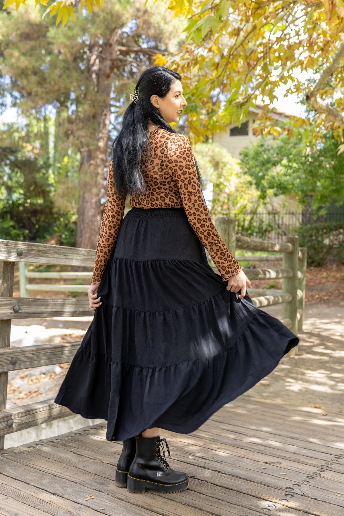 Autumn Veil Mesh Top - Leopard