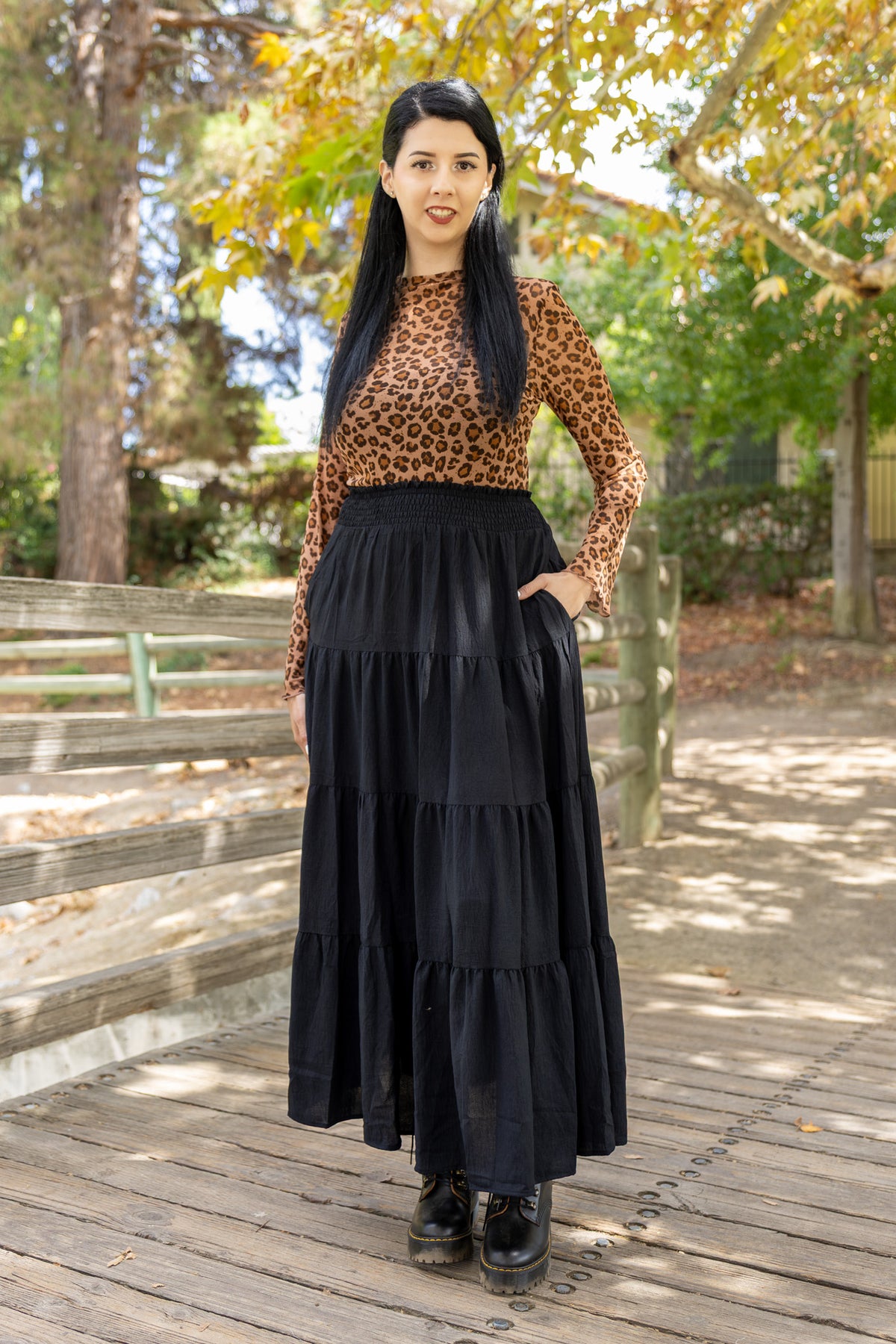 Autumn Veil Mesh Top - Leopard