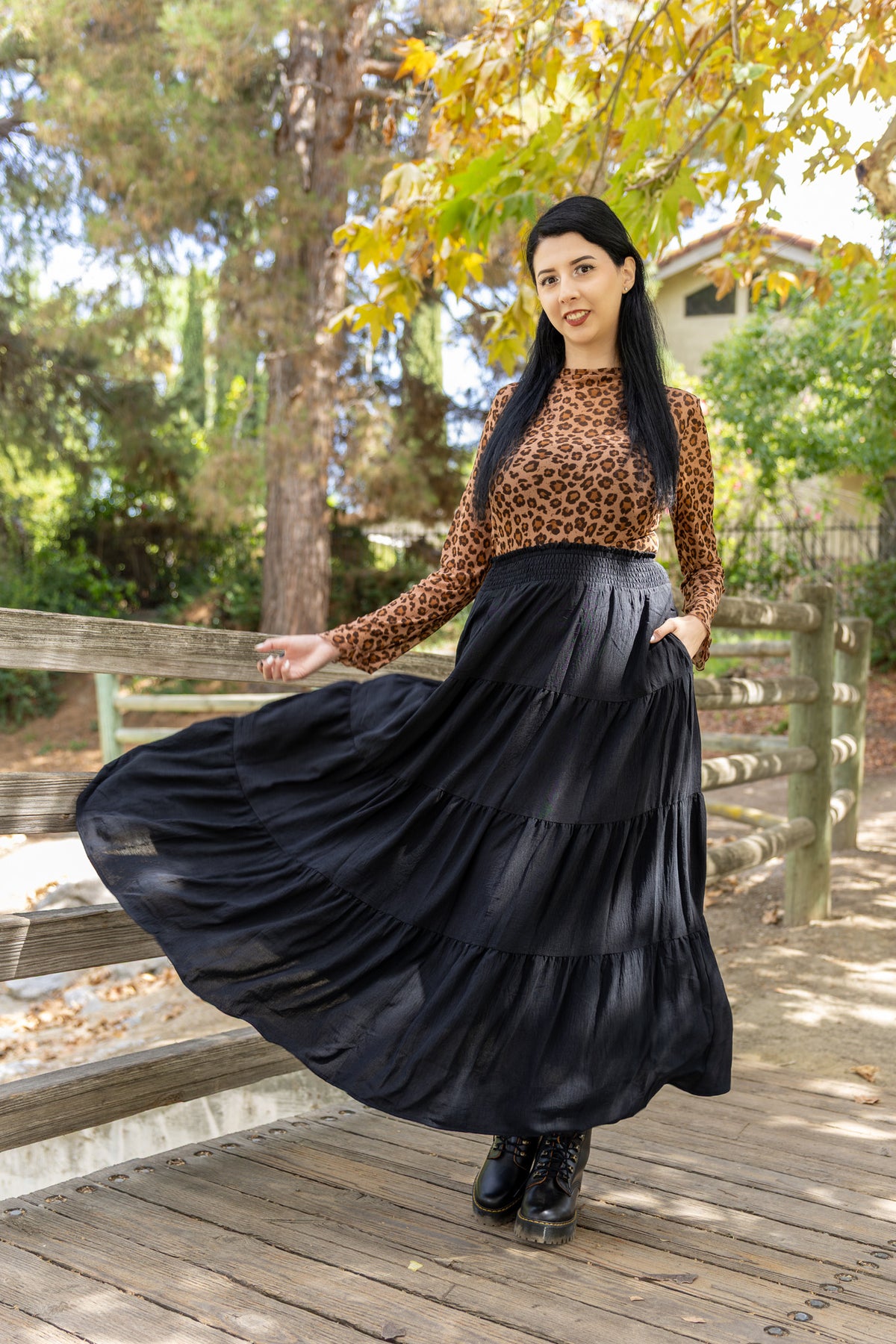 Autumn Veil Mesh Top - Leopard