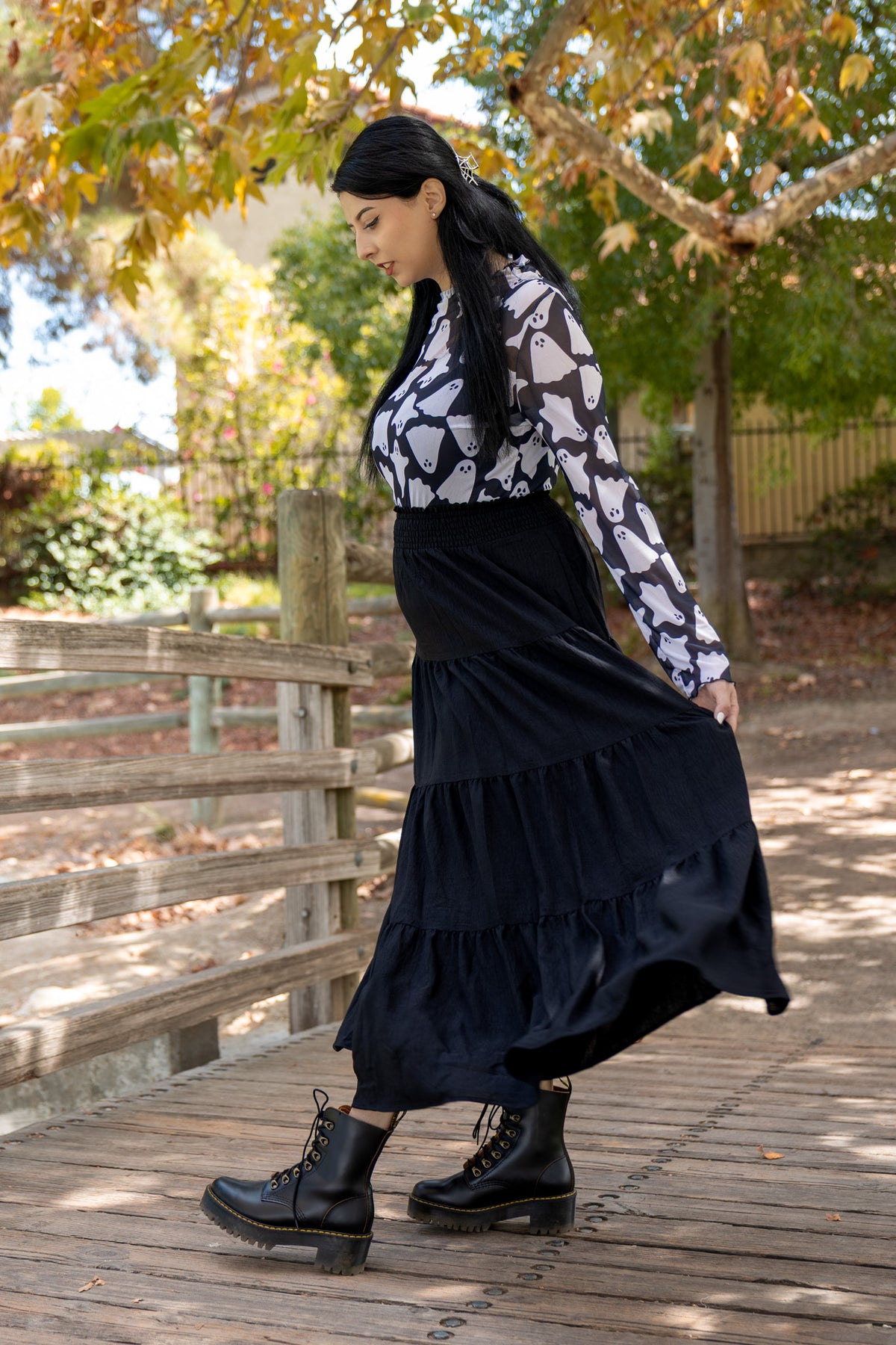 Boo Crew Mesh Top - Black/White