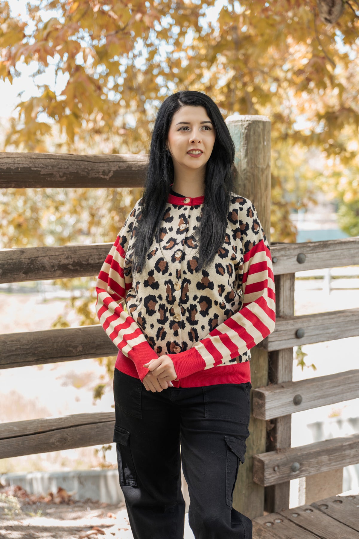 Wild Streak Cardigan - Leopard/Red