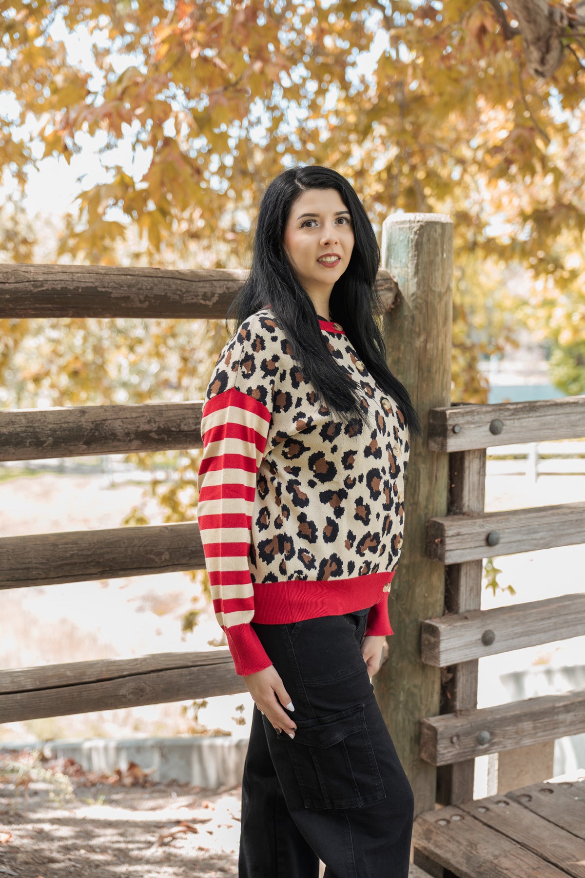 Wild Streak Cardigan - Leopard/Red