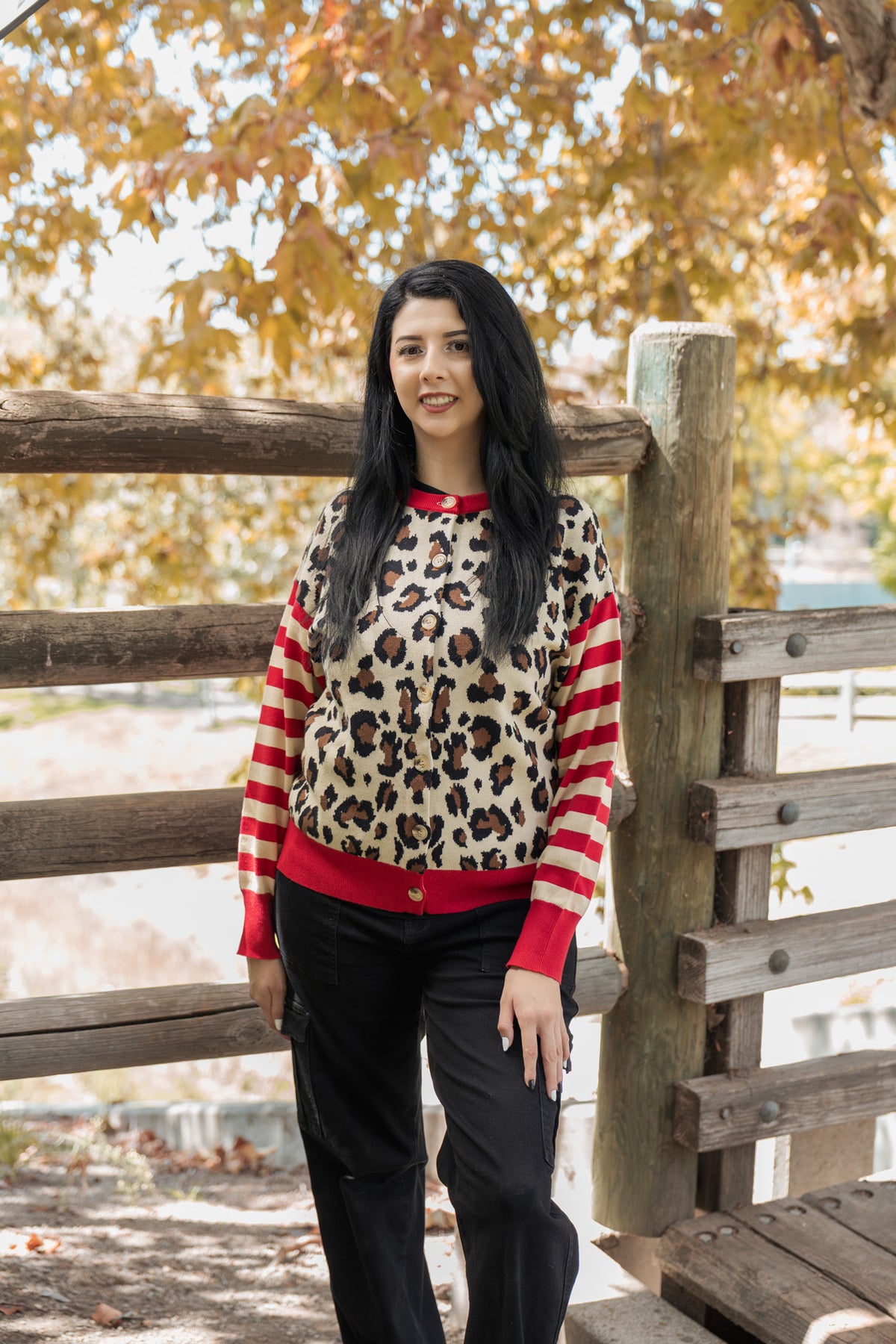 Wild Streak Cardigan - Leopard/Red