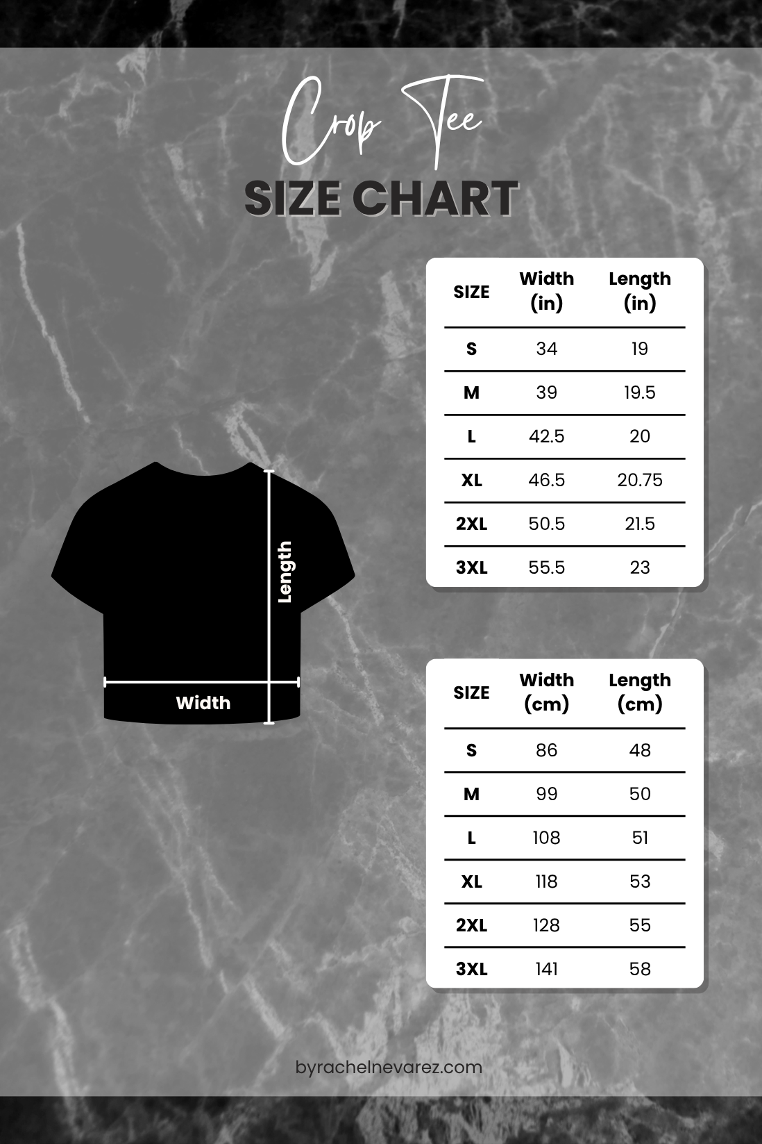 crop tee size chart