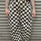 Rebel Grid Barrel Pant - Black/White