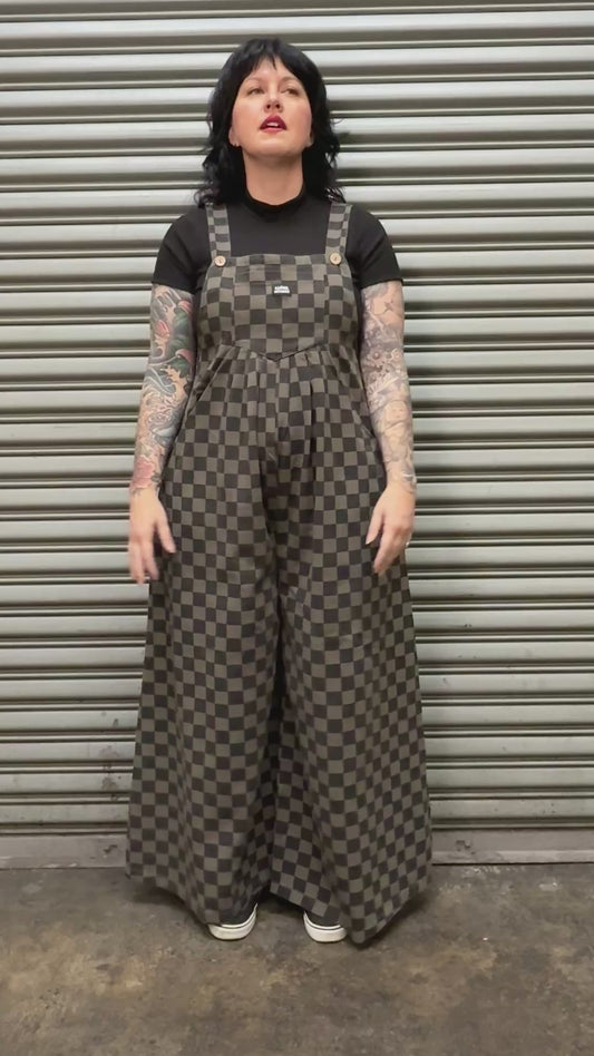 Checked In Denim Jumpsuit - Charcoal/Black