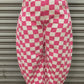 Rebel Grid Barrel Pant - Pink/White
