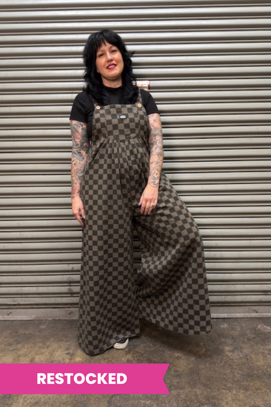 Checked In Denim Jumpsuit - Charcoal/Black
