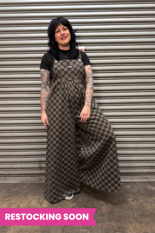 Checked In Denim Jumpsuit - Charcoal/Black