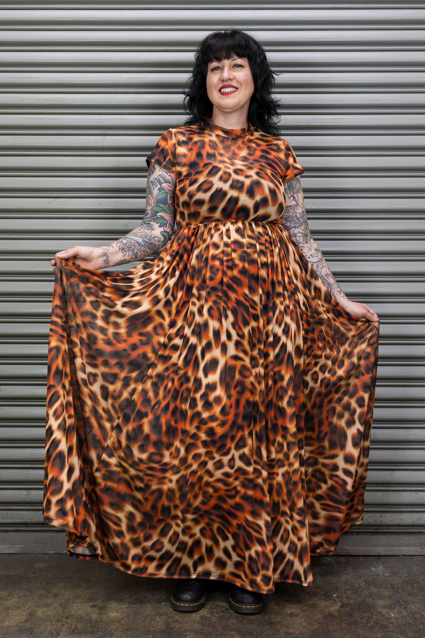 Sunset Leopard Mesh Dress