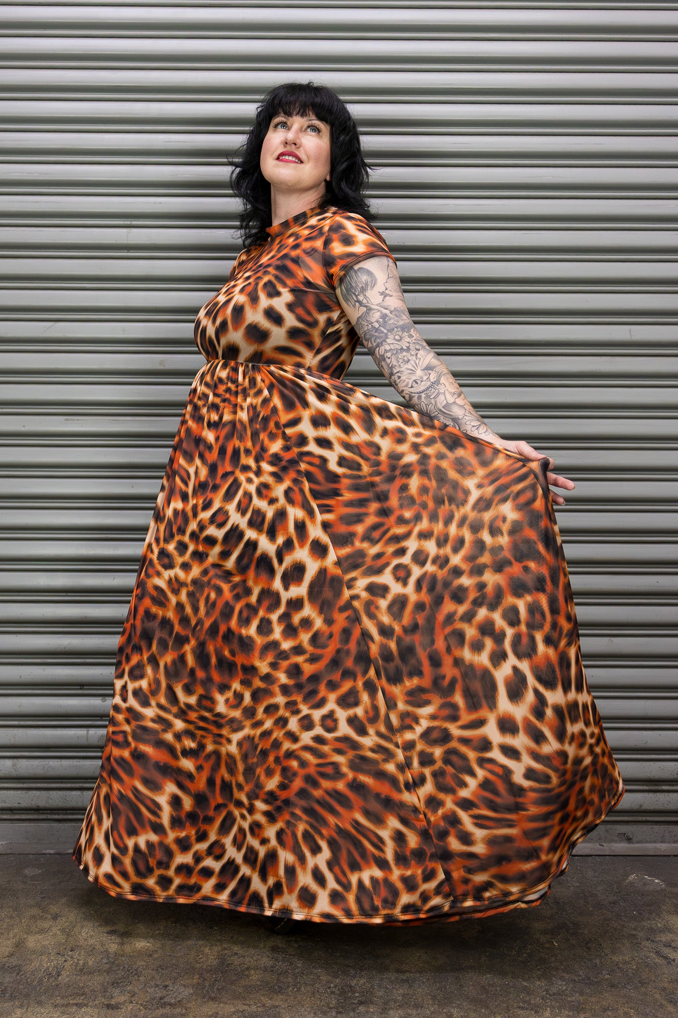 orange mesh dress Sunset Leopard Mesh Dress