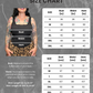 Size chart for Widow's Kiss Corset Top with a model wearing the top.